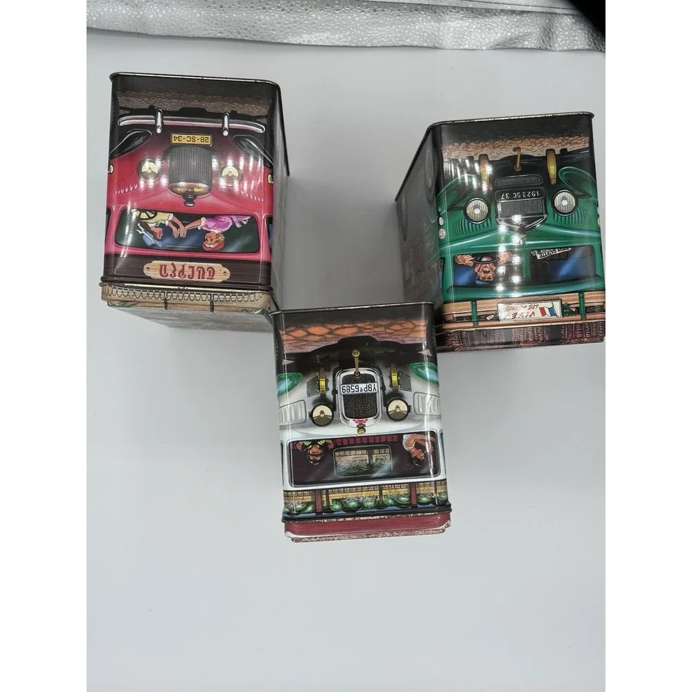 3 Vintage Tins European Market Trucks Holland Tulips Greece France Decor‎